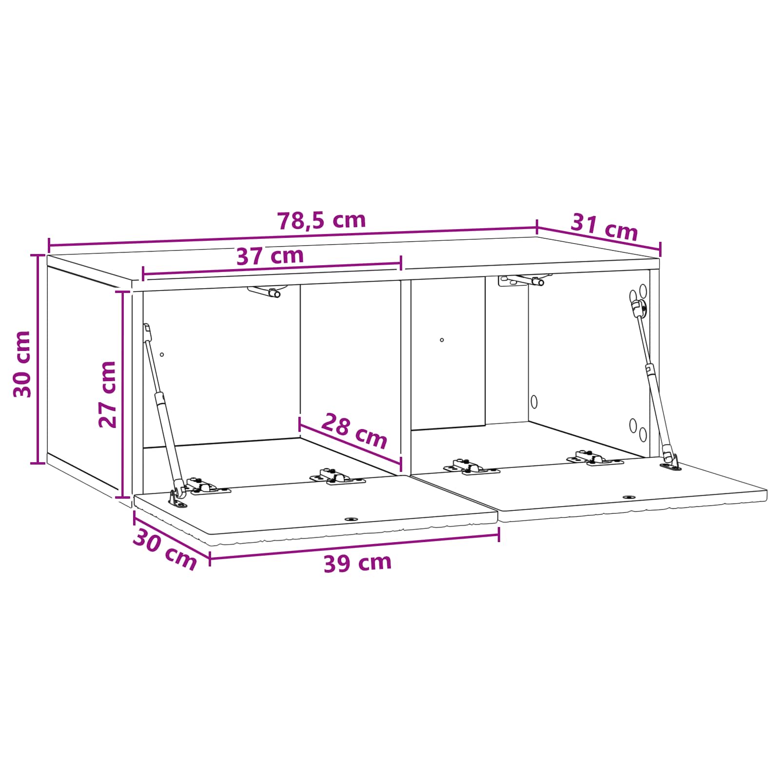 Sieninė TV spintelė 78,5 x 31 cm Balta Apdirbta mediena