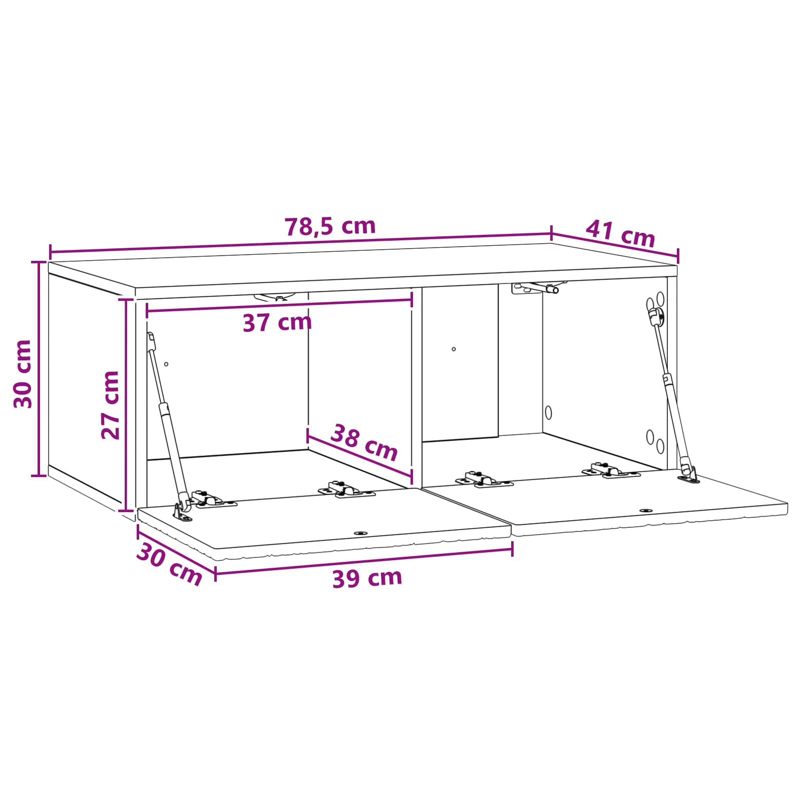 Sieninė TV spintelė 78,5 x 31 cm Juoda Apdirbta mediena