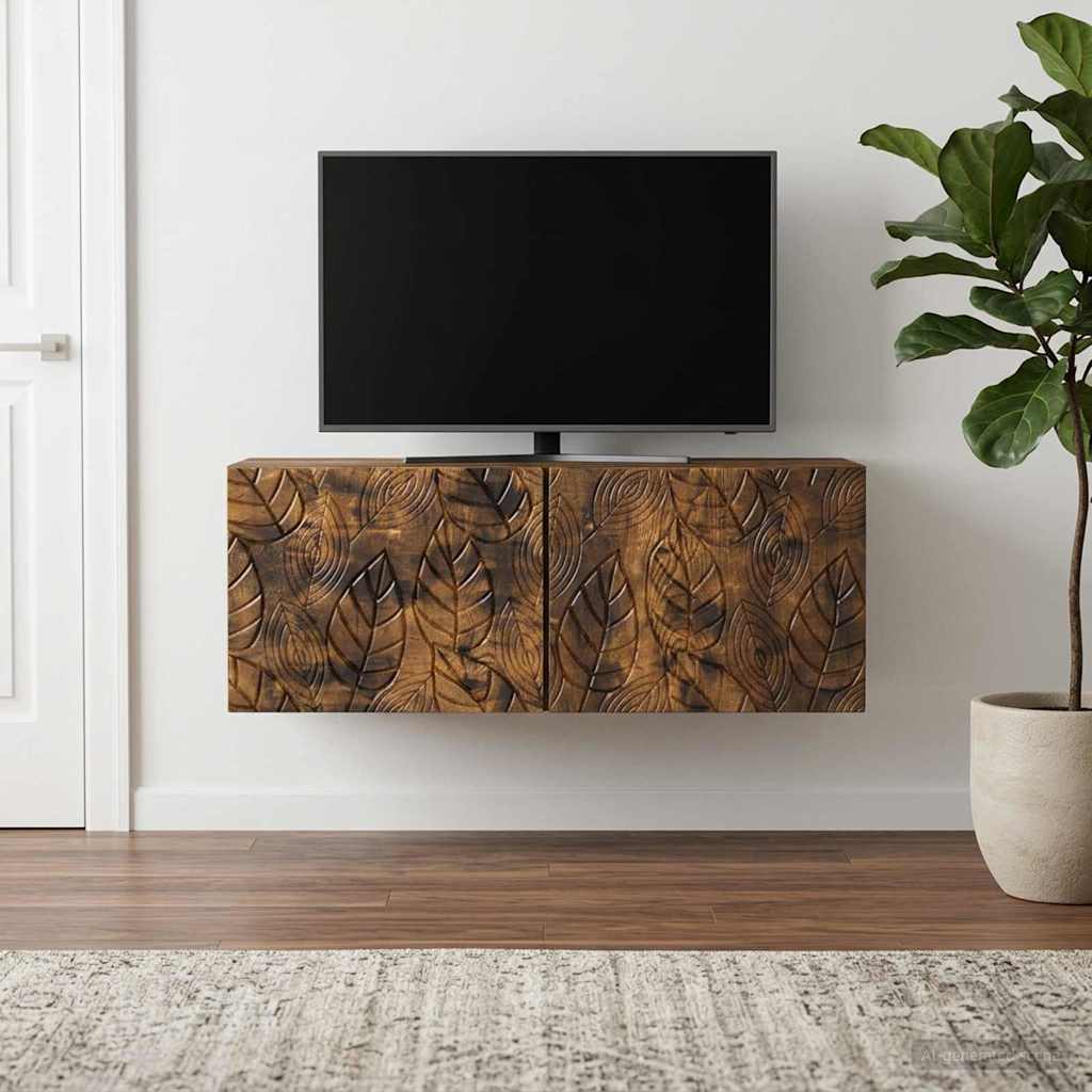 Sieninė TV spintelė 78,5 x 31 cm Dūminio ąžuolo