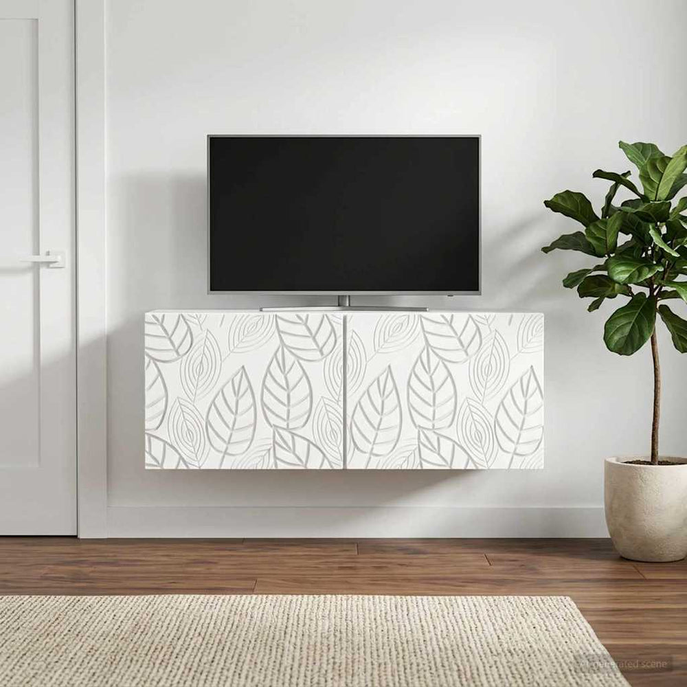 Sieninė TV spintelė 98 x 31 cm Balta Apdirbta mediena