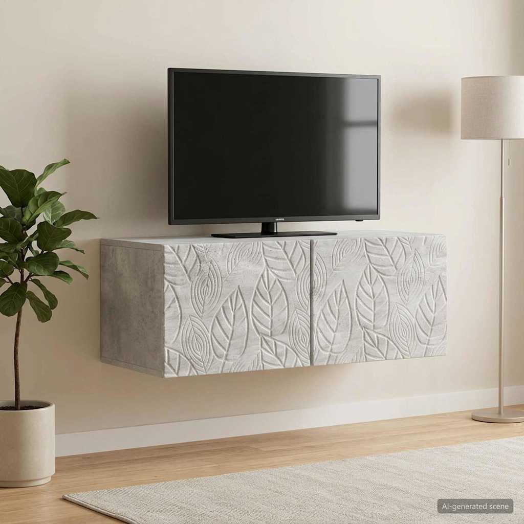 Sieninė TV spintelė 98 x 31 cm Betono pilka Apdirbta mediena