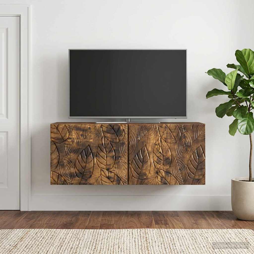 Sieninė TV spintelė 98 x 31 cm Dūminio ąžuolo Apdirbta mediena