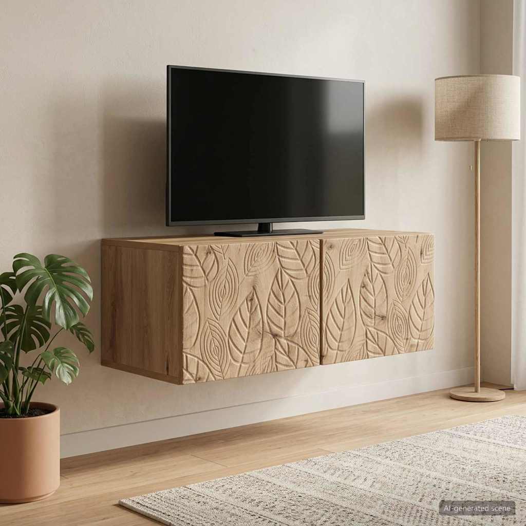Sieninė TV spintelė 98 x 31 cm Artisano ąžuolo Apdirbta mediena