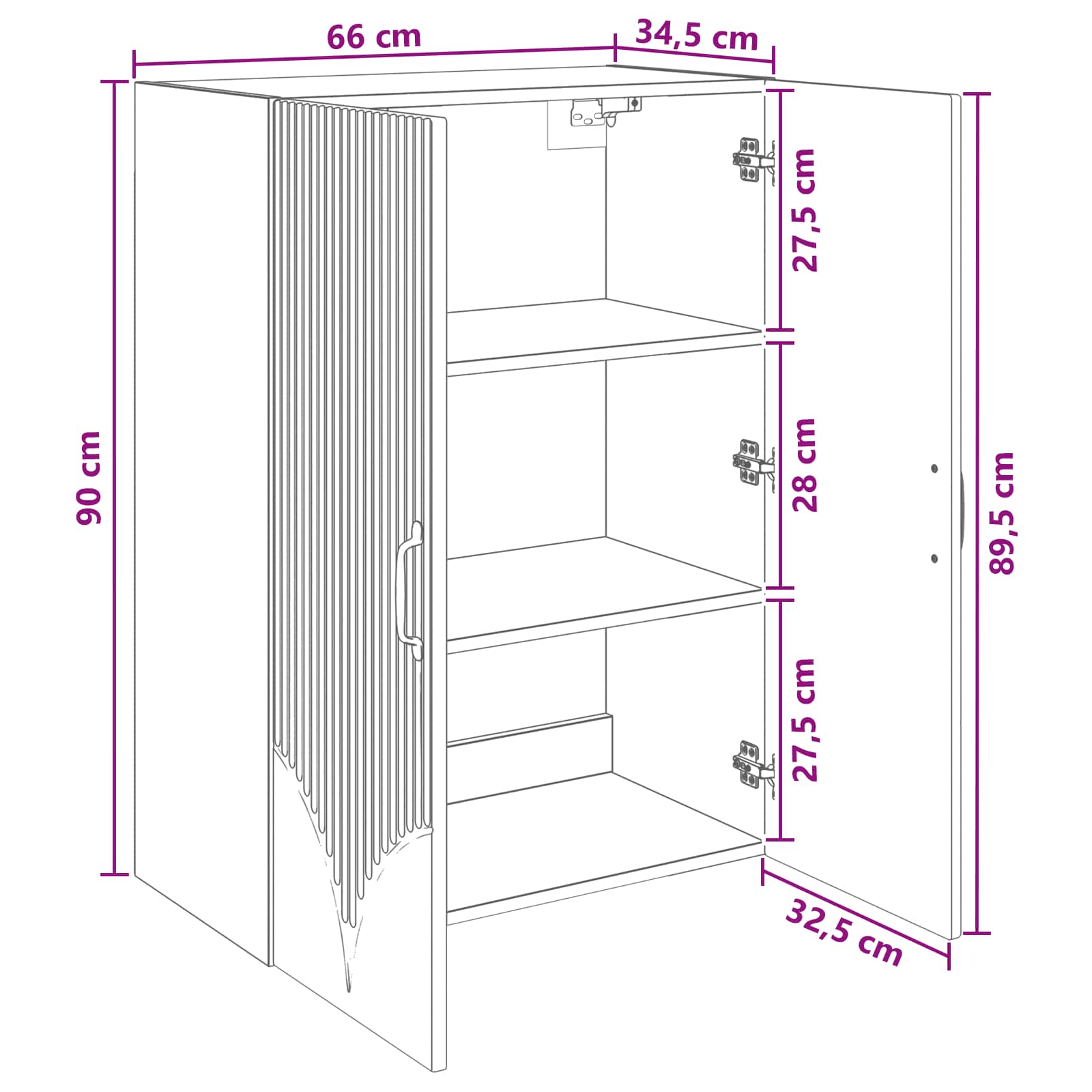 Prie sienos montuojama spinta Pilka Sonoma 66 x 34,5 x 90 cm