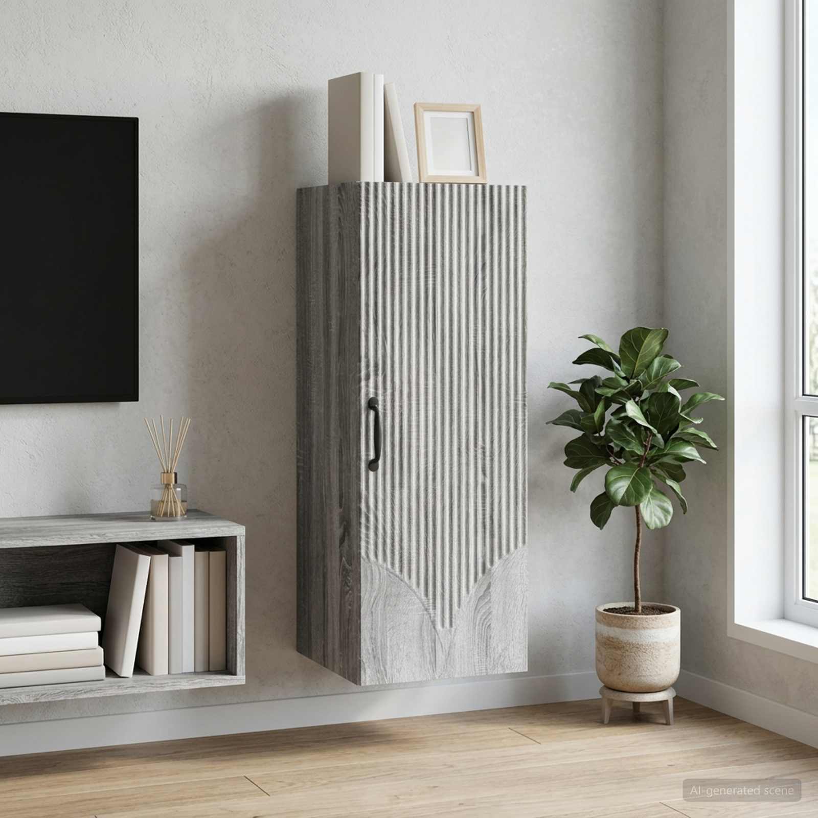Prie sienos montuojama spinta Pilka Sonoma 33 x 34,5 x 90 cm