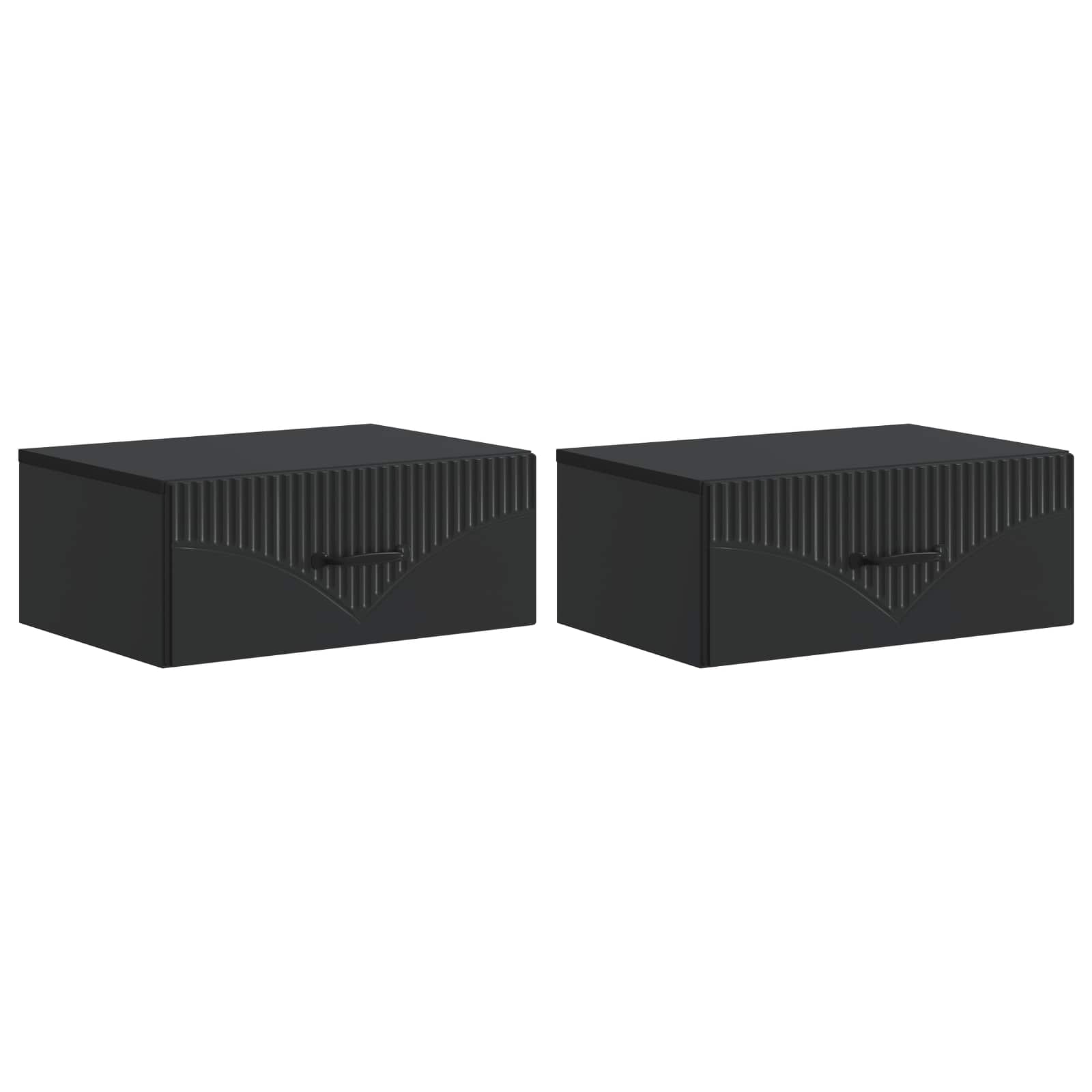 Sieninis naktinis staliukas 2 pcs Juoda 49 x 34,5 x 20 cm