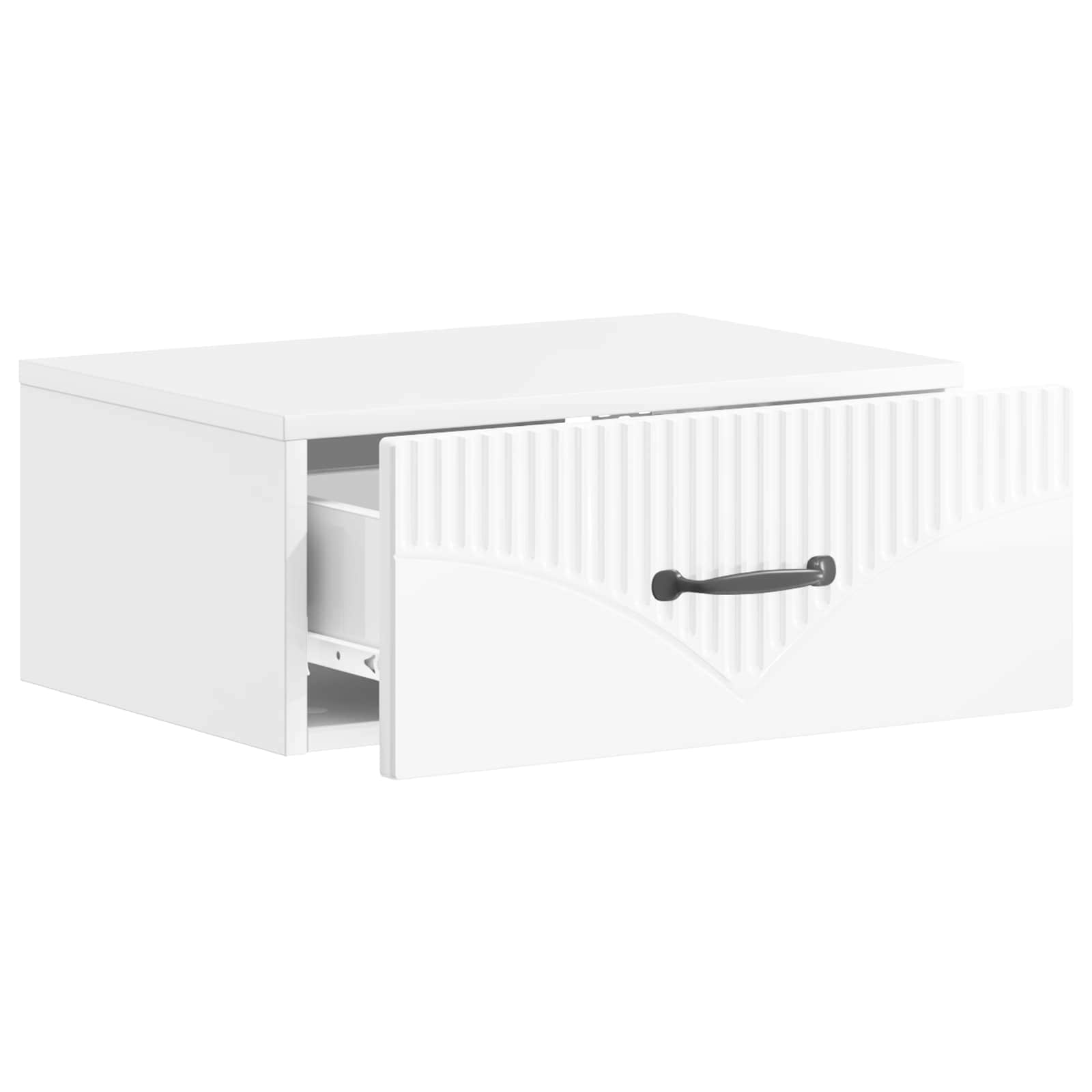 Sieninis naktinis staliukas Itin blizgi balta 49 x 34,5 x 20 cm