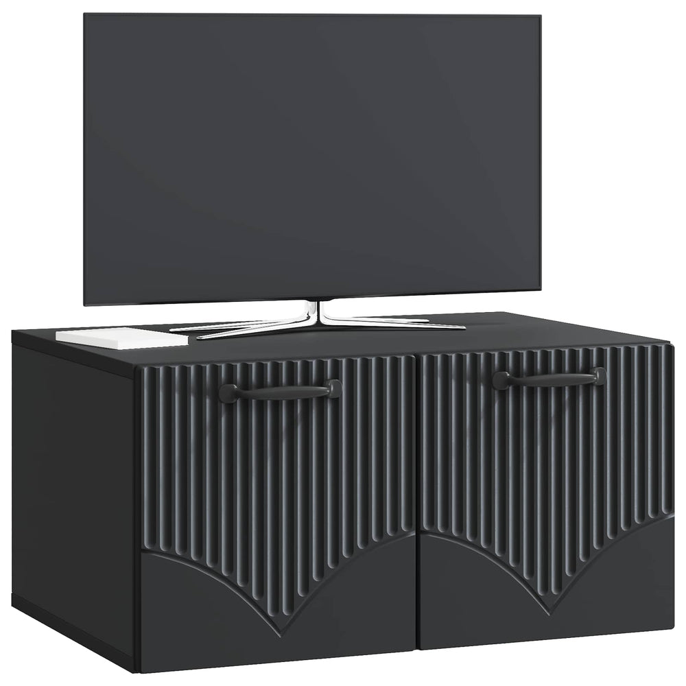 Sieninė TV spintelė Juoda 59,5 x 41 x 30 cm Apdirbta mediena