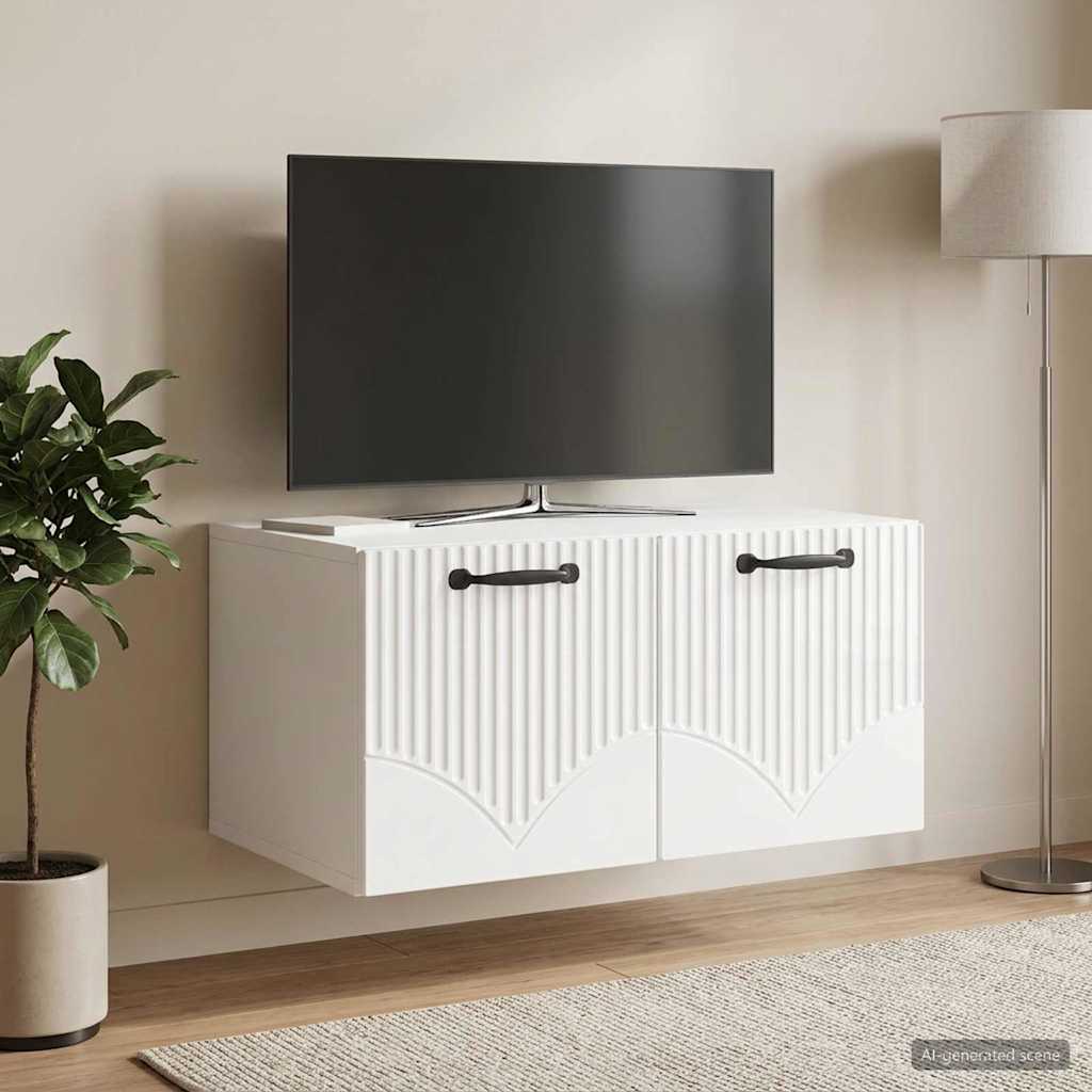 Sieninė TV spintelė Itin blizgi balta 59,5 x 41 x 30 cm