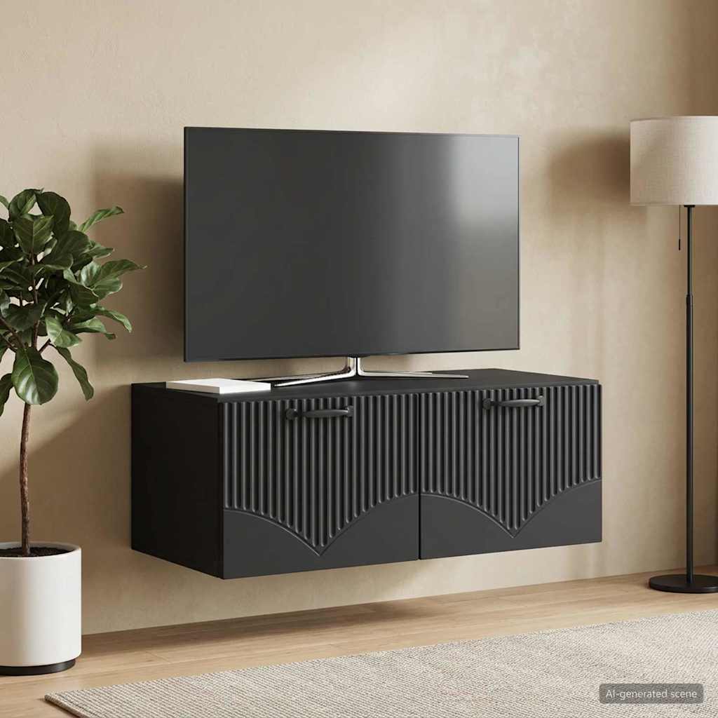 Sieninė TV spintelė Juoda 78,5 x 41 x 30 cm Apdirbta mediena