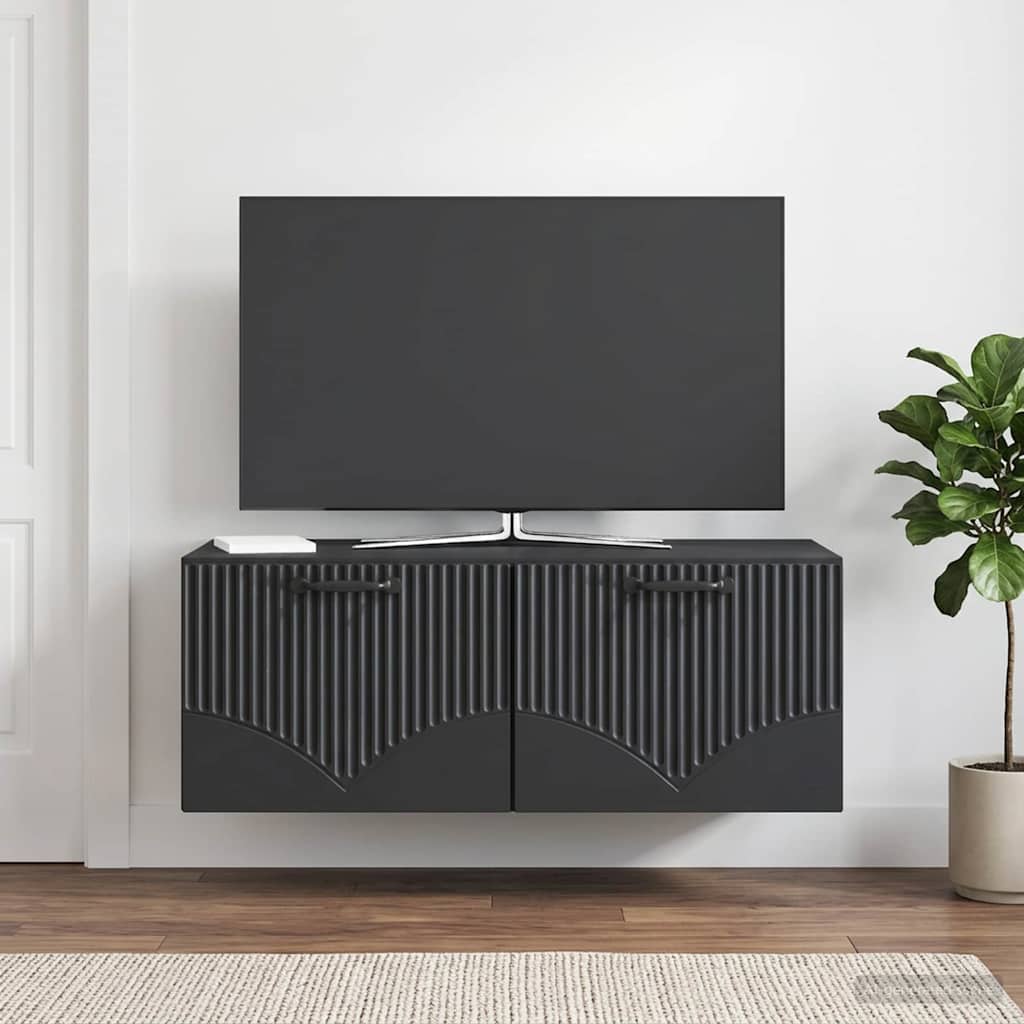 Sieninė TV spintelė Juoda 78,5 x 41 x 30 cm Apdirbta mediena