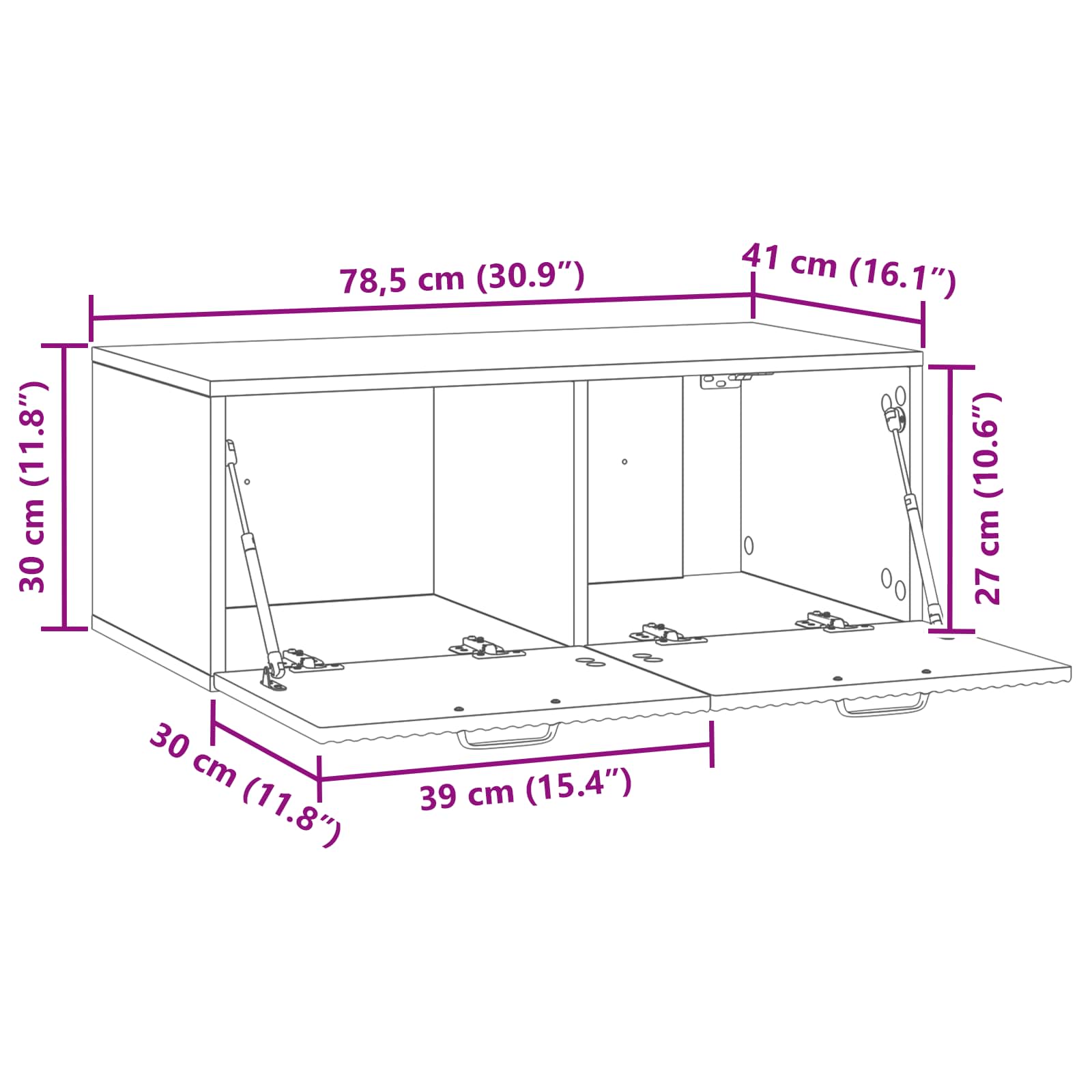Sieninė TV spintelė Betono pilka 78,5 x 41 x 30 cm