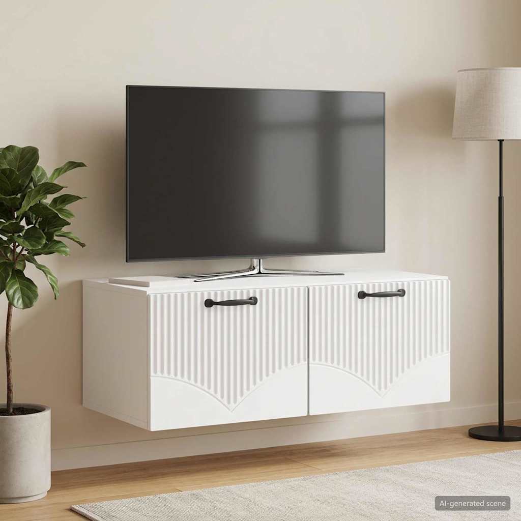 Sieninė TV spintelė Itin blizgi balta 78,5 x 41 x 30 cm