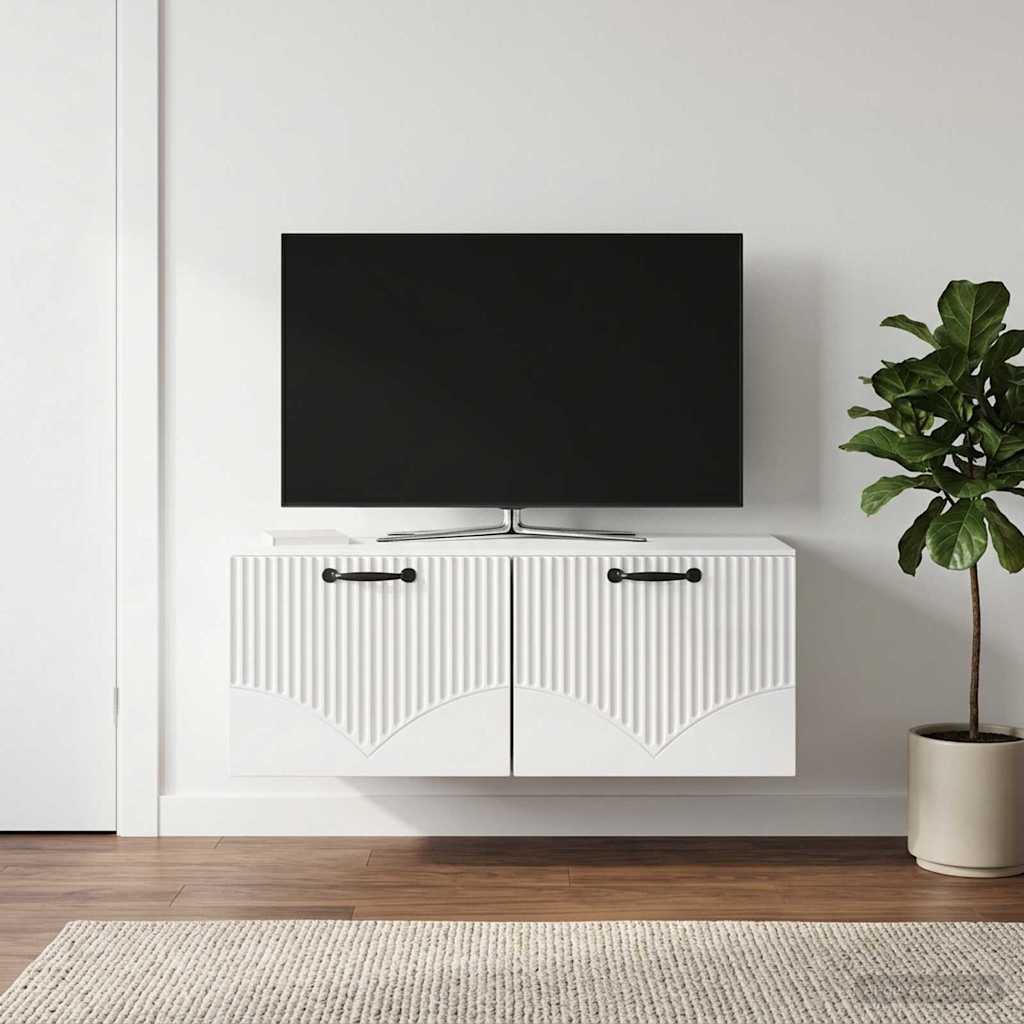 Sieninė TV spintelė Itin blizgi balta 78,5 x 41 x 30 cm