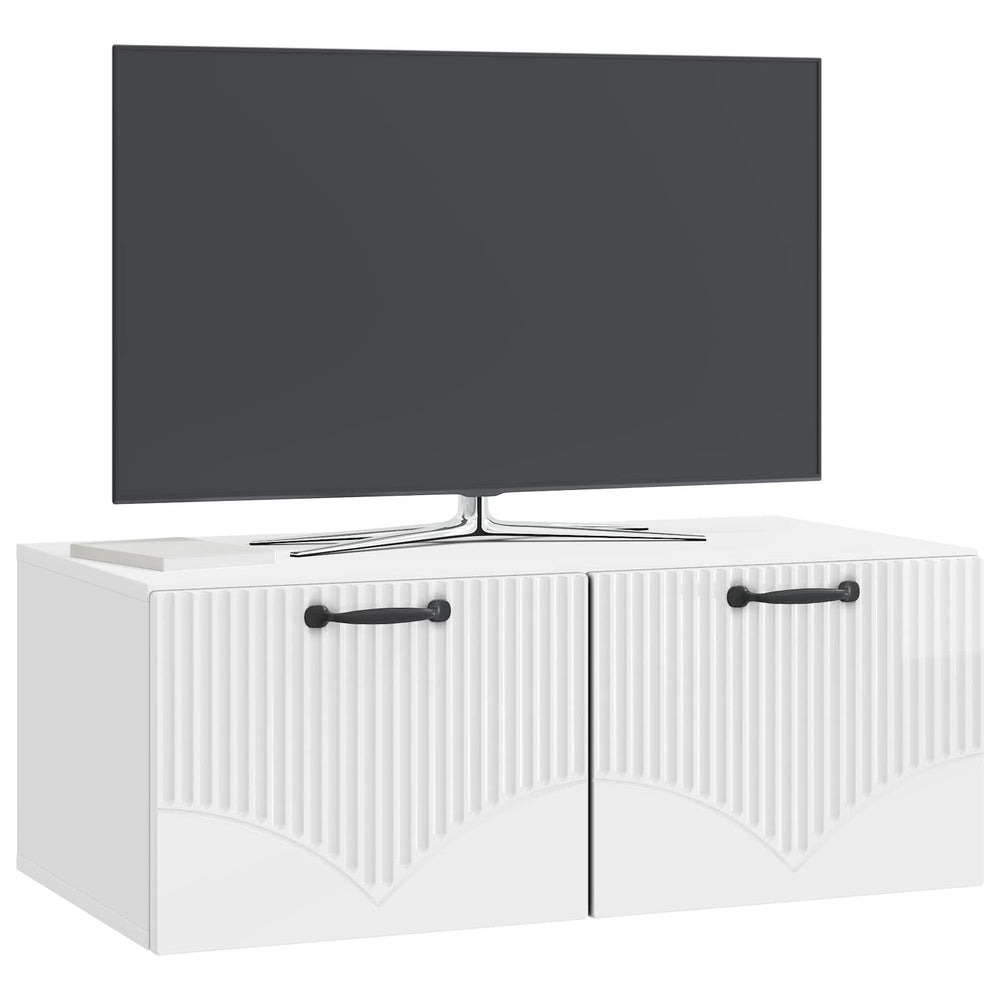 Sieninė TV spintelė Itin blizgi balta 78,5 x 41 x 30 cm
