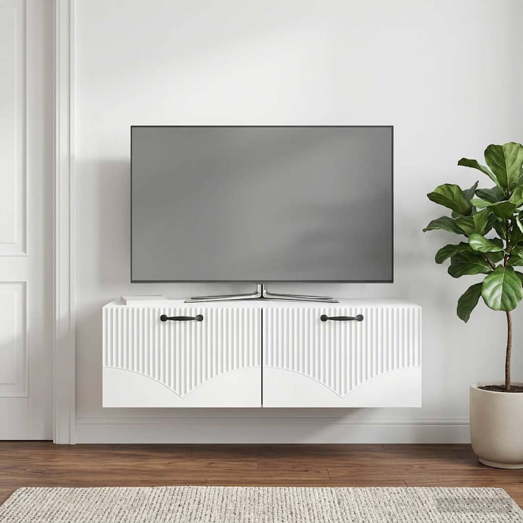 Sieninė TV spintelė Balta 98 x 41 x 30 cm Apdirbta mediena
