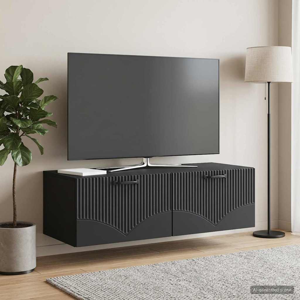 Sieninė TV spintelė Juoda 98 x 41 x 30 cm Apdirbta mediena