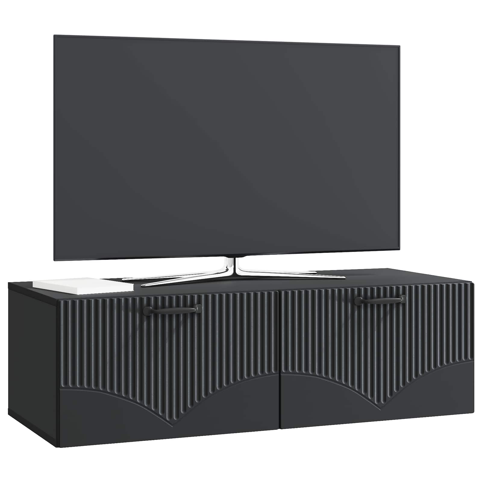 Sieninė TV spintelė Juoda 98 x 41 x 30 cm Apdirbta mediena