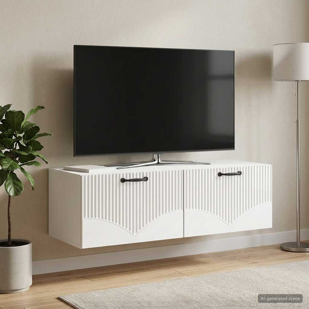 Sieninė TV spintelė Itin blizgi balta 98 x 41 x 30 cm