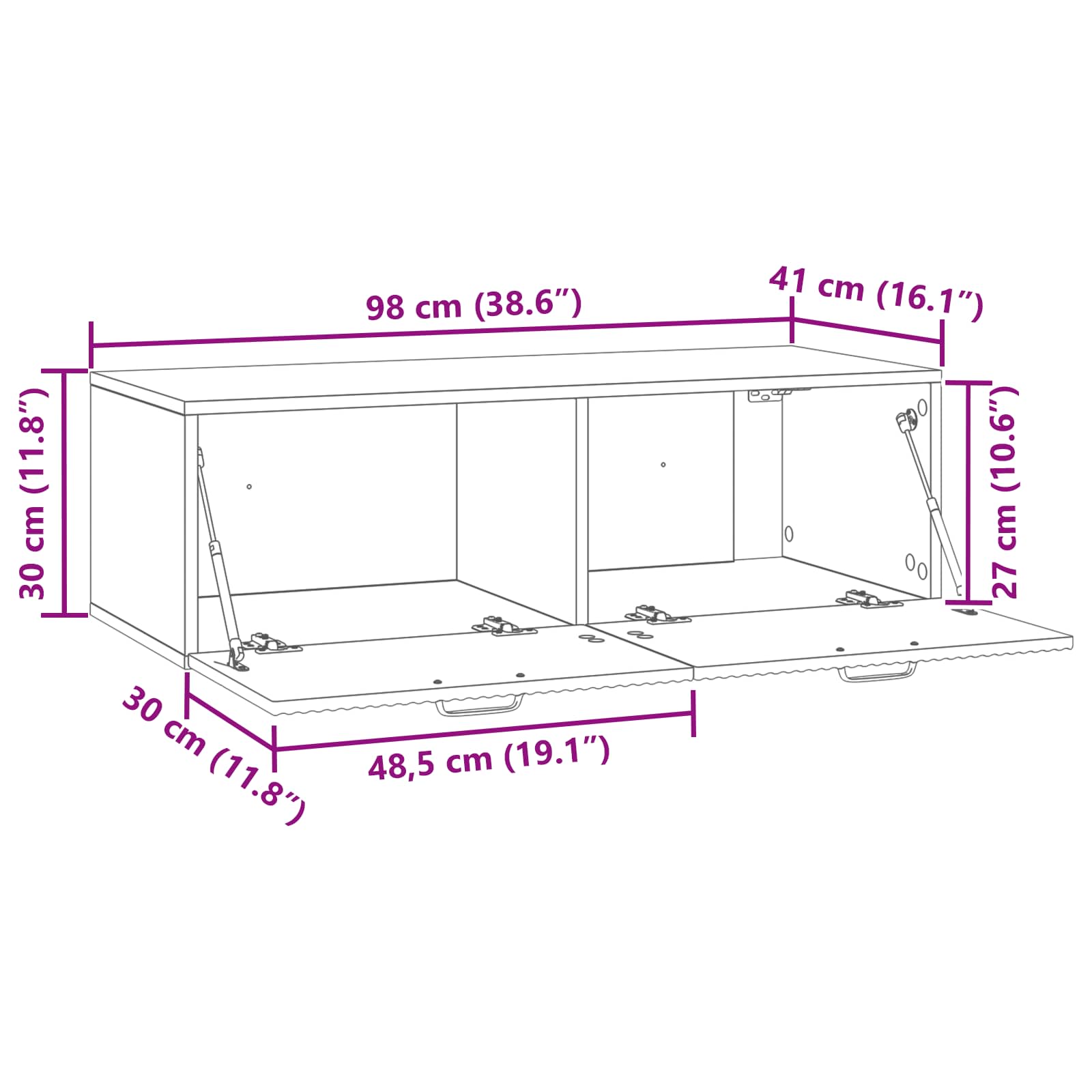 Sieninė TV spintelė Artisano ąžuolo 98 x 41 x 30 cm