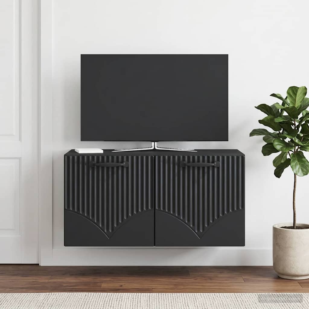 Sieninė TV spintelė Juoda 59,5 x 31 x 30 cm Apdirbta mediena