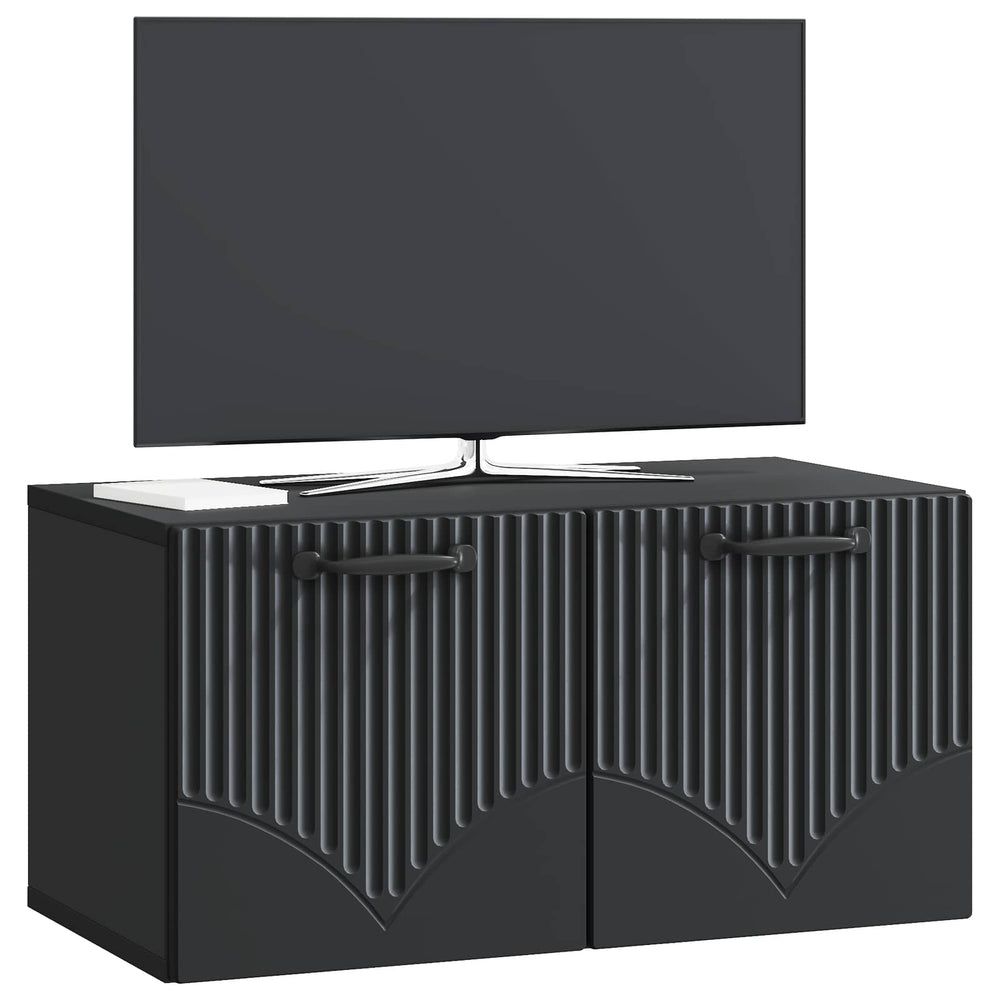 Sieninė TV spintelė Juoda 59,5 x 31 x 30 cm Apdirbta mediena