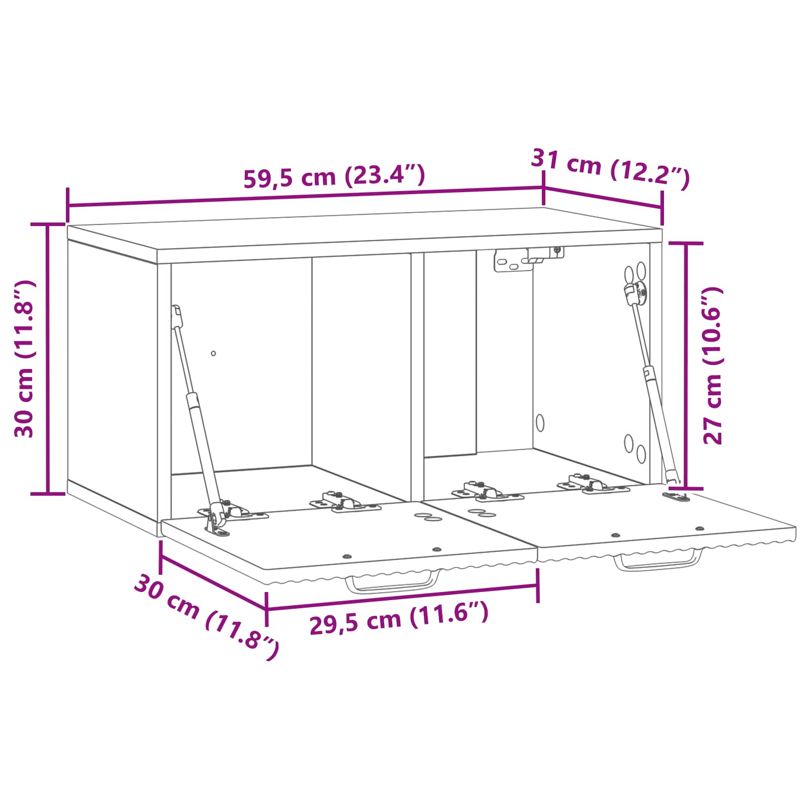 Sieninė TV spintelė Betono pilka 59,5 x 31 x 30 cm