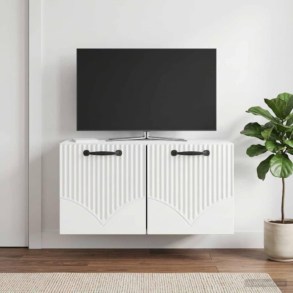 Sieninė TV spintelė Itin blizgi balta 59,5 x 31 x 30 cm