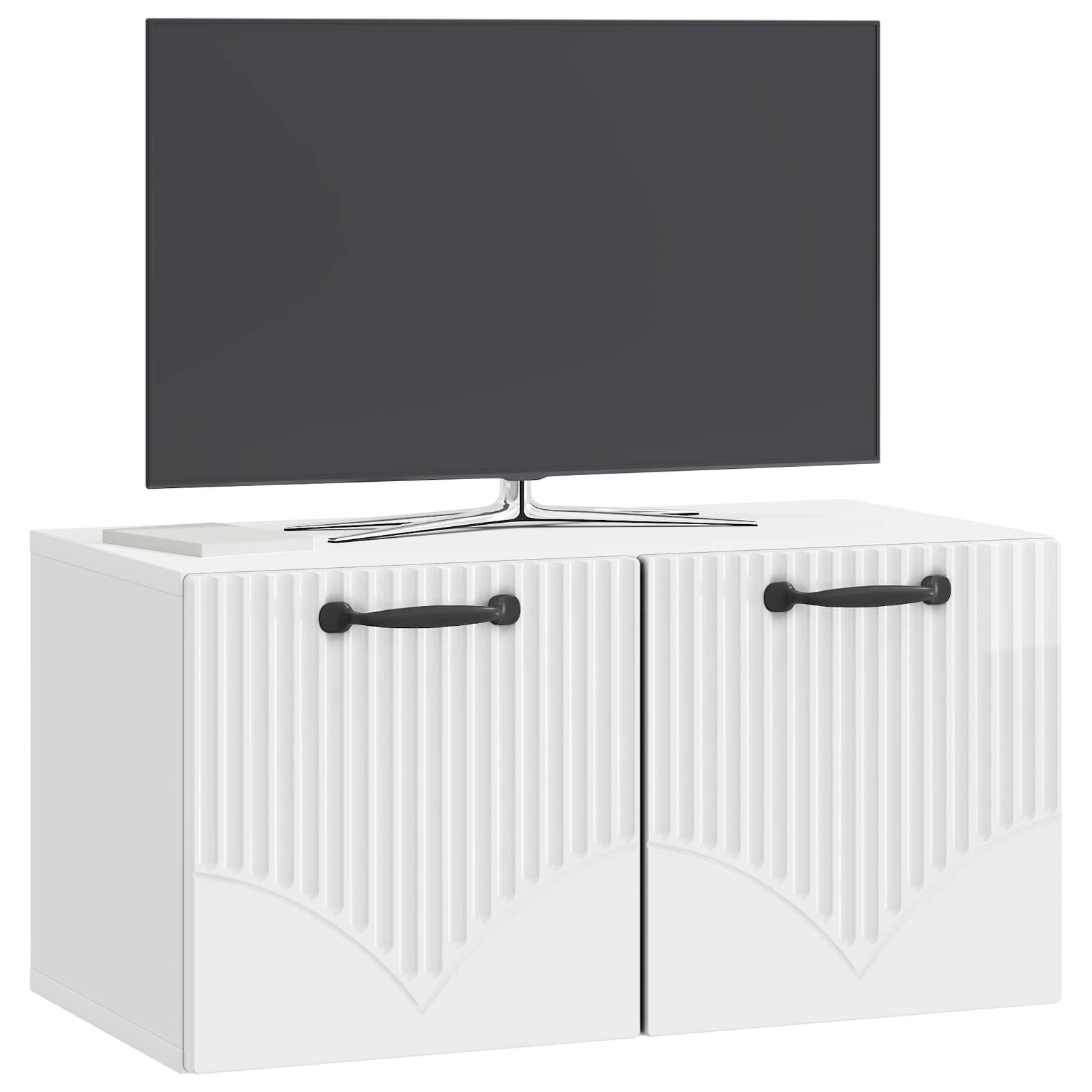 Sieninė TV spintelė Itin blizgi balta 59,5 x 31 x 30 cm