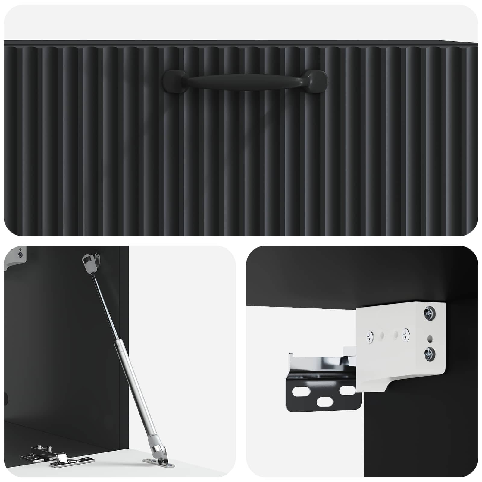 Sieninė TV spintelė Juoda 78,5 x 31 x 30 cm Apdirbta mediena