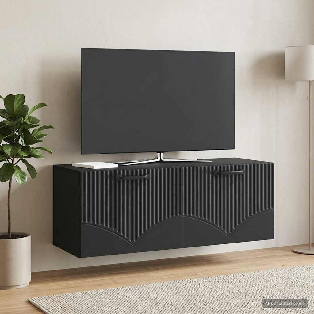 Sieninė TV spintelė Juoda 78,5 x 31 x 30 cm Apdirbta mediena