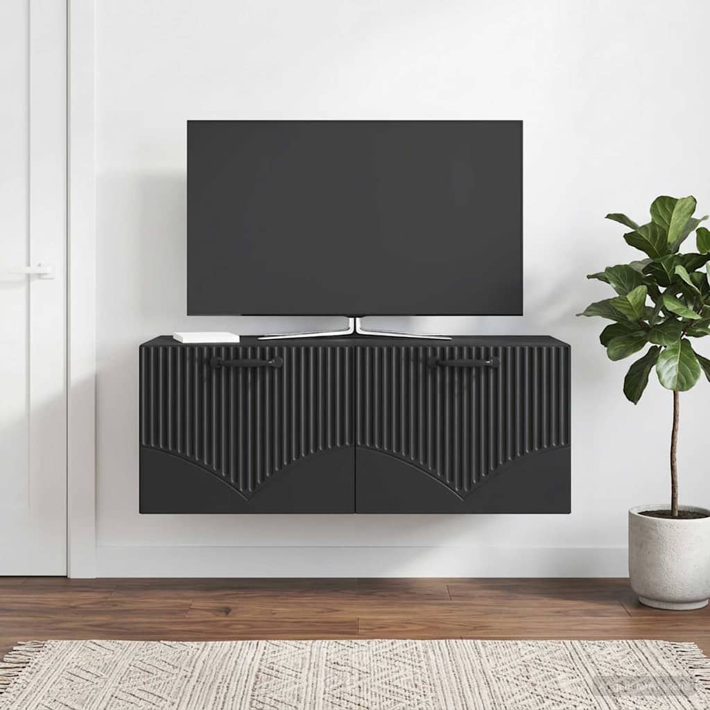 Sieninė TV spintelė Juoda 78,5 x 31 x 30 cm Apdirbta mediena