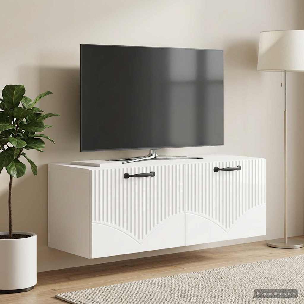 Sieninė TV spintelė Itin blizgi balta 78,5 x 31 x 30 cm