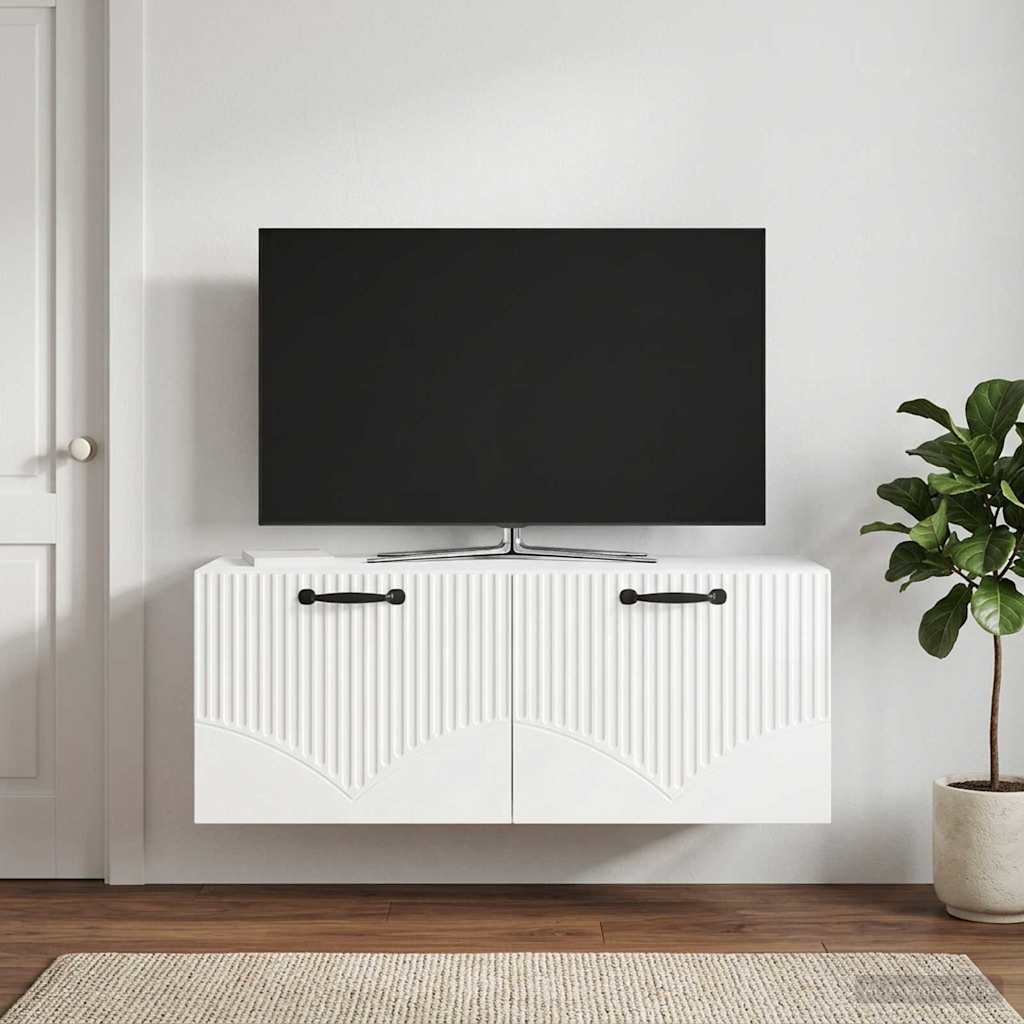 Sieninė TV spintelė Itin blizgi balta 78,5 x 31 x 30 cm