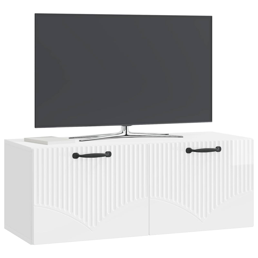 Sieninė TV spintelė Itin blizgi balta 78,5 x 31 x 30 cm