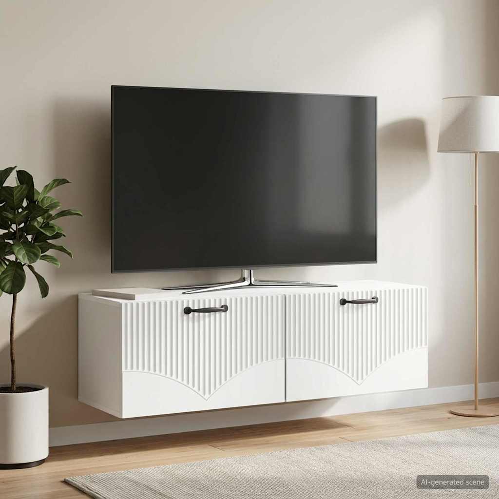 Sieninė TV spintelė Balta 98 x 31 x 30 cm Apdirbta mediena