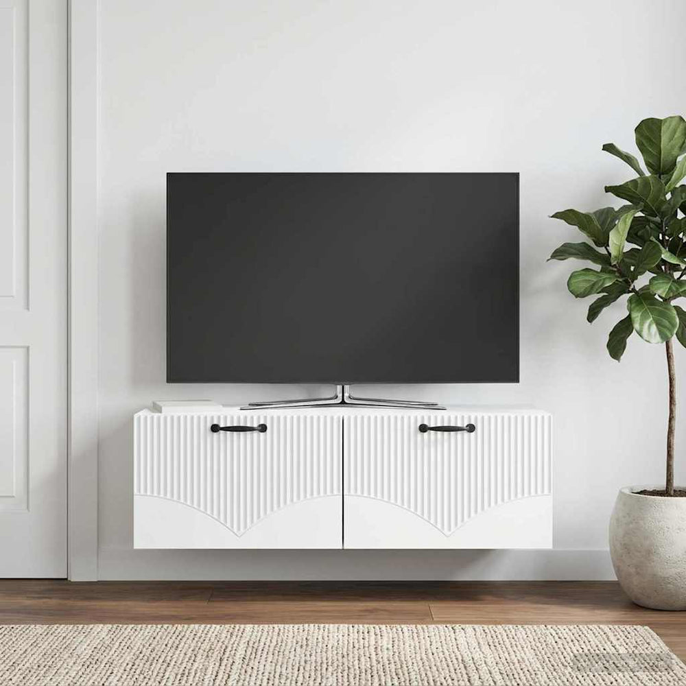 Sieninė TV spintelė Balta 98 x 31 x 30 cm Apdirbta mediena