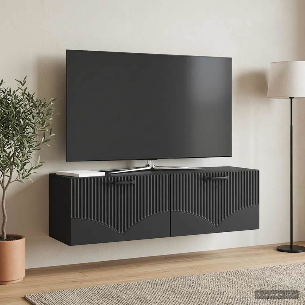 Sieninė TV spintelė Juoda 98 x 31 x 30 cm Apdirbta mediena