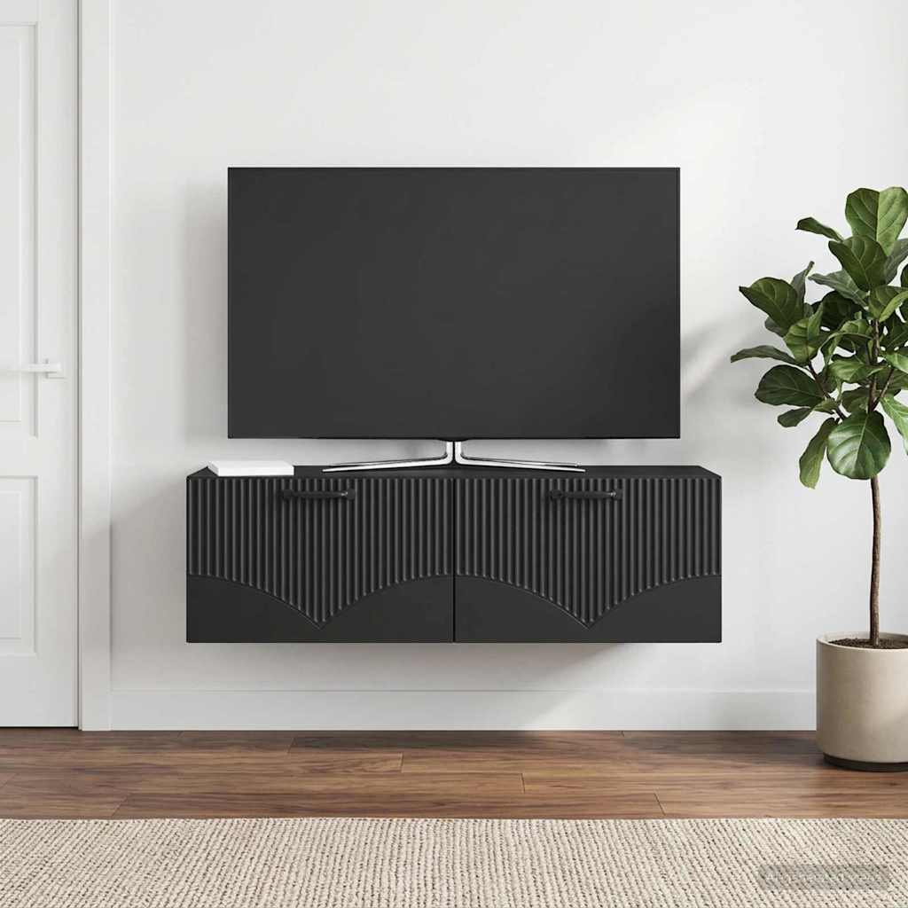 Sieninė TV spintelė Juoda 98 x 31 x 30 cm Apdirbta mediena