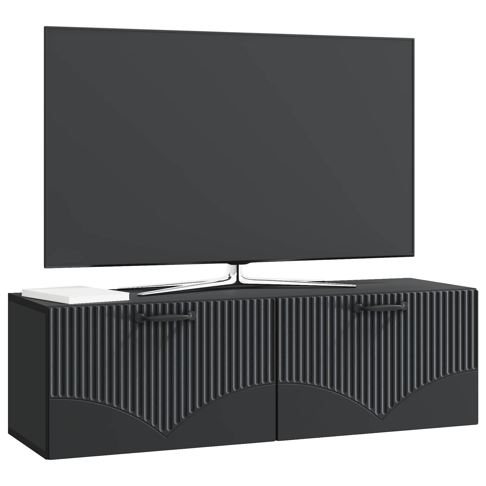 Sieninė TV spintelė Juoda 98 x 31 x 30 cm Apdirbta mediena