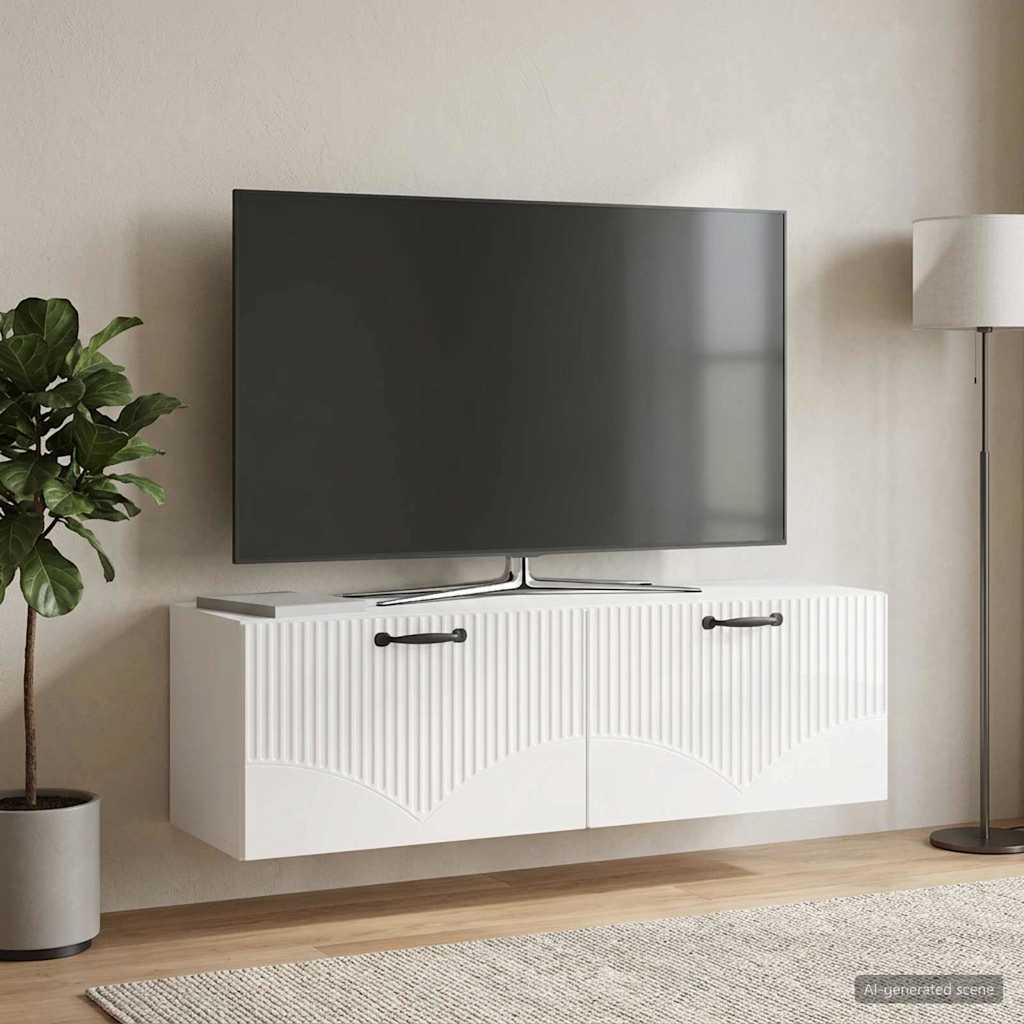 Sieninė TV spintelė Itin blizgi balta 98 x 31 x 30 cm