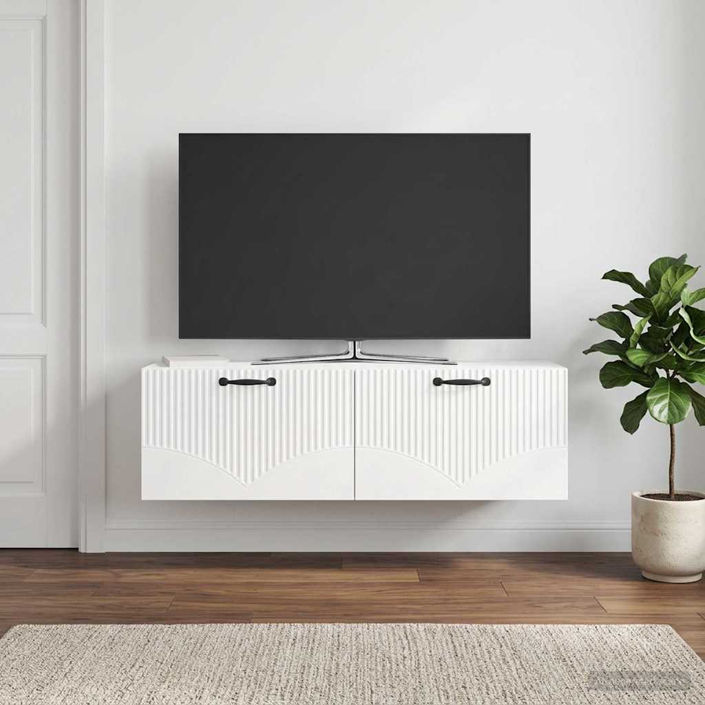 Sieninė TV spintelė Itin blizgi balta 98 x 31 x 30 cm