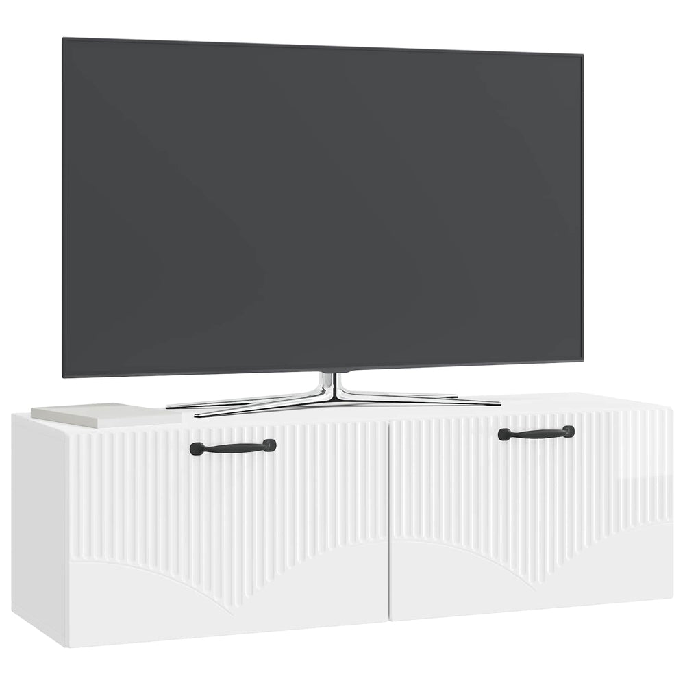 Sieninė TV spintelė Itin blizgi balta 98 x 31 x 30 cm