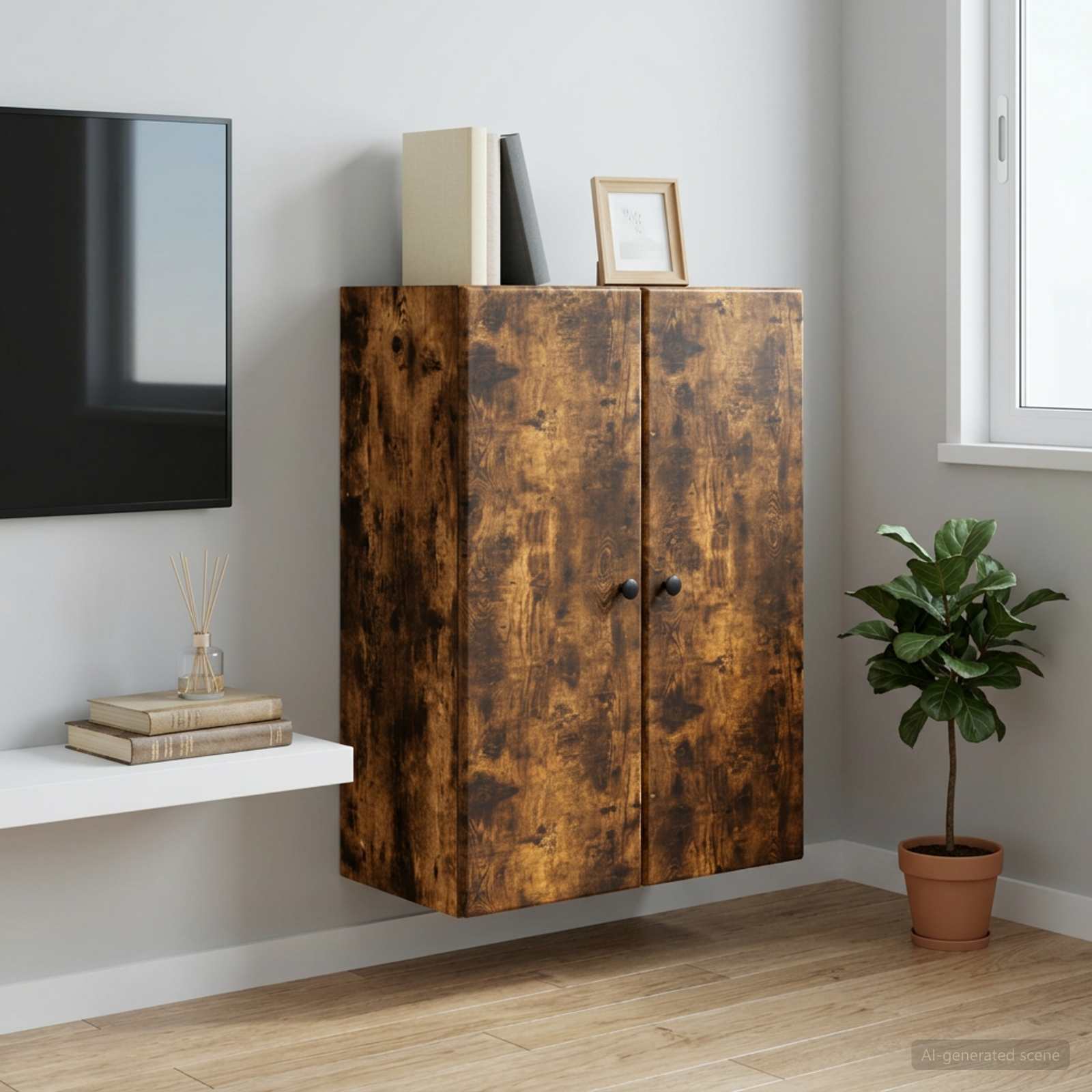 Prie sienos montuojama spinta Dūminio ąžuolo 66 x 34,5 x 90 cm