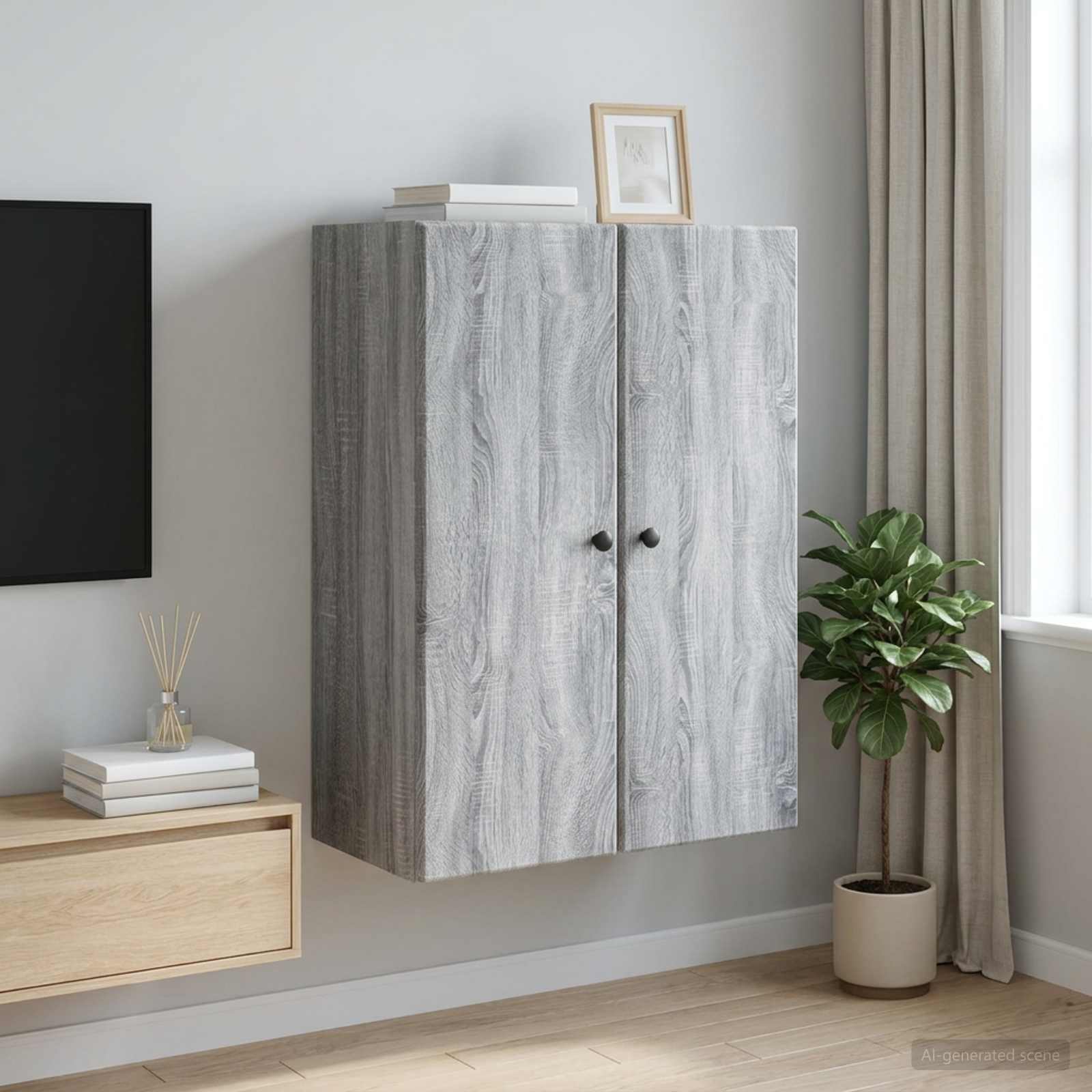Prie sienos montuojama spinta Pilka Sonoma 66 x 34,5 x 90 cm