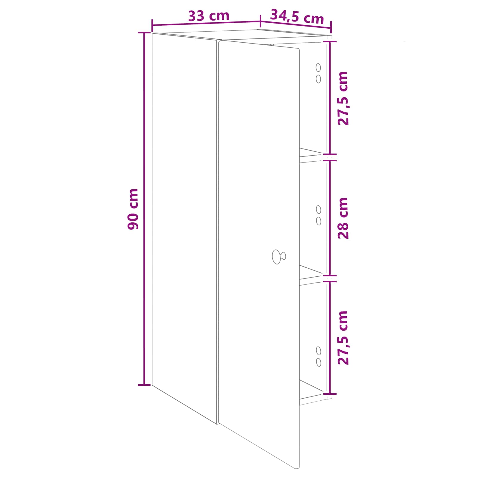 Prie sienos montuojama spinta Pilka Sonoma 33 x 34,5 x 90 cm