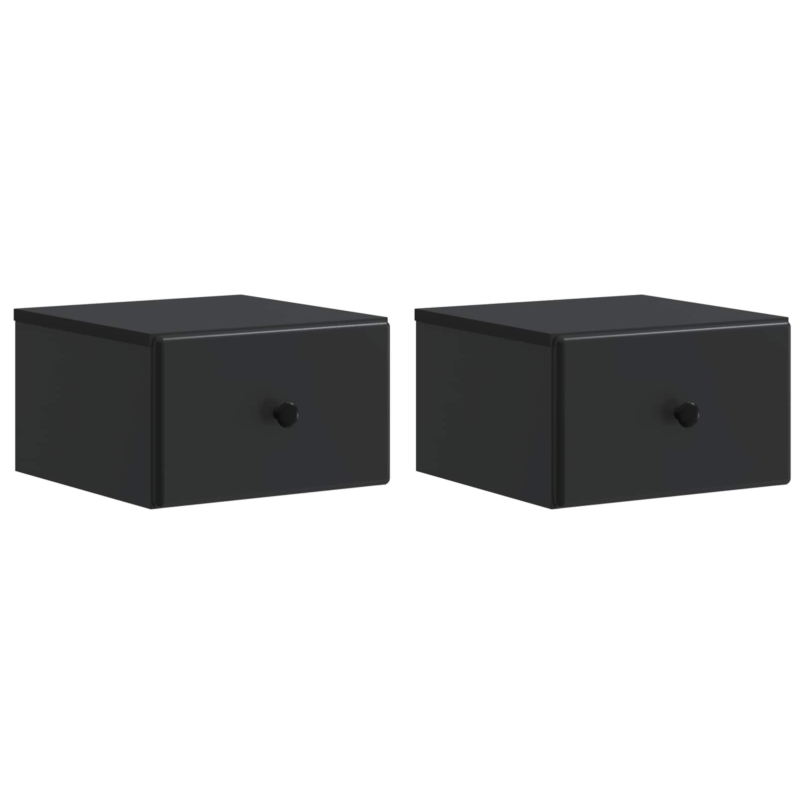 Sieninis naktinis staliukas 2 pcs Juoda 34,5 x 33 x 20 cm