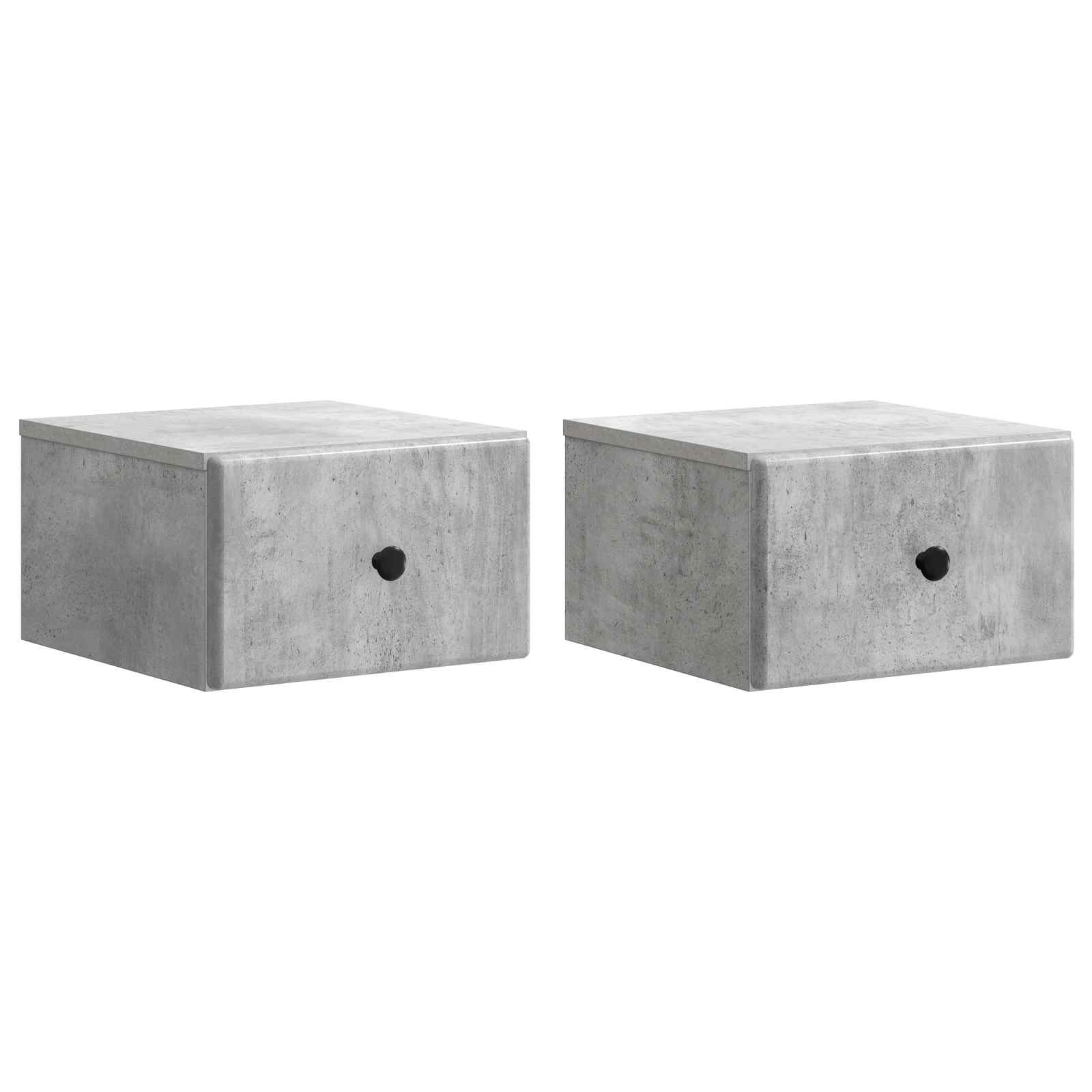 Sieninis naktinis staliukas 2 pcs Betono pilka Apdirbta mediena