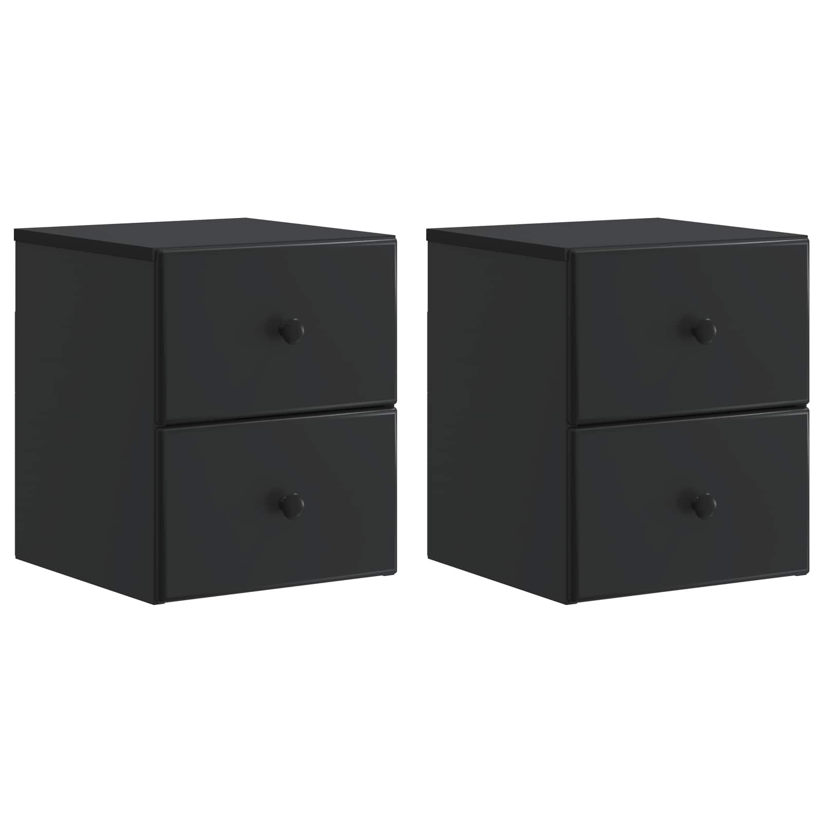 Sieninis naktinis staliukas 2 pcs Juoda 34,5 x 33 x 40 cm