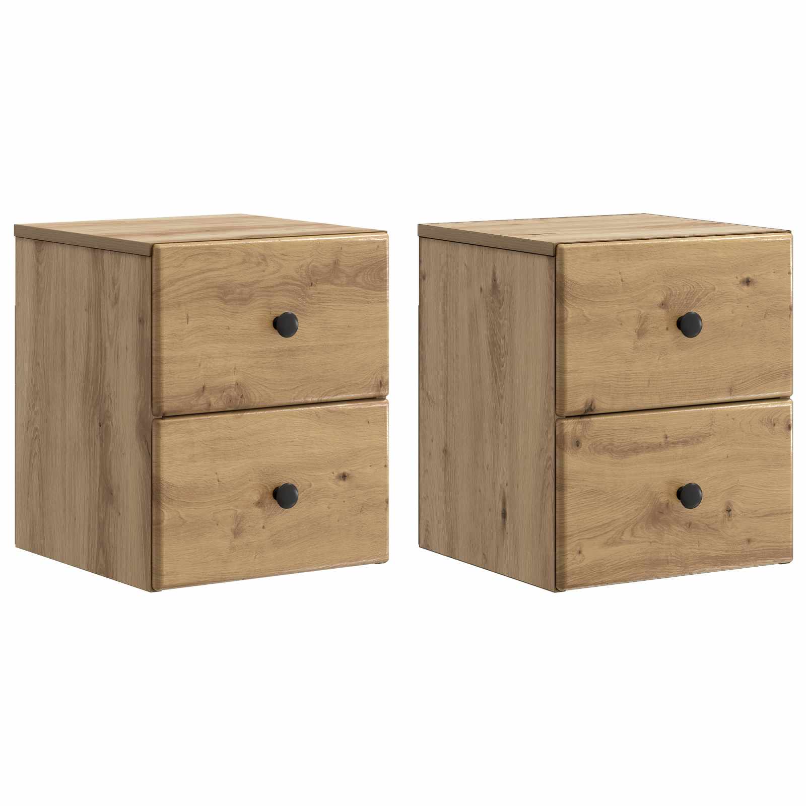 Sieninis naktinis staliukas su stalčių 2 pcs Artisano ąžuolo